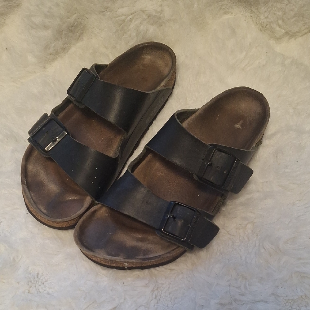 Birkenstock Arizona Men's Black Two-Strap Sandals - Size 42 (US Men's 9 - 9.5)